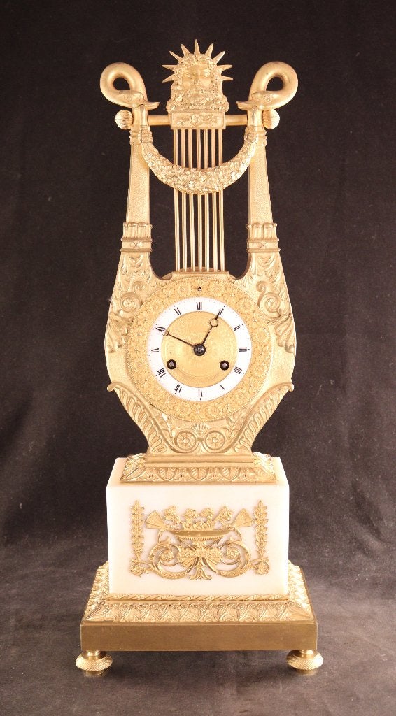 Horloge lyre Empire antique, Enlèvement ou Envoi