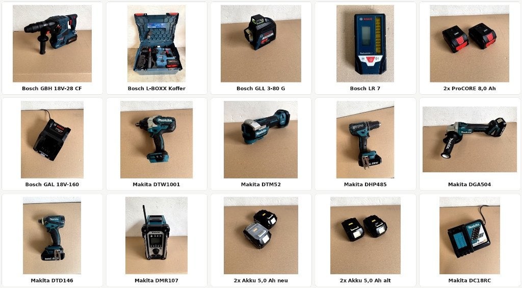 Outillage Makita & Bosch 18V, Enlèvement ou Envoi, Utilisé, Autres types