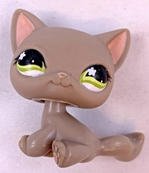 Littlest Pet Shop Hasbro LPS #467 Kat Grijs Groene ogen, Verzamelen, Poppetjes en Figuurtjes, Verzenden, Zo goed als nieuw