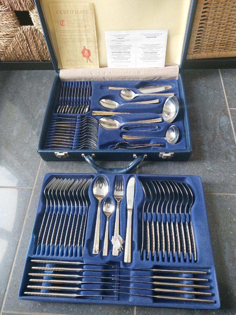 Ménagère complète plaqué or - valise service SBS solingen, Enlèvement