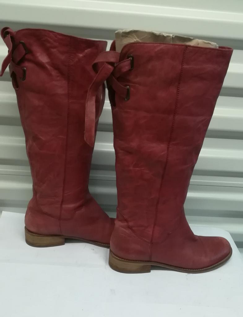660A* SPM superbes bottes rouges en cuir (36), Rouge, SPM, Comme neuf, Bottes hautes