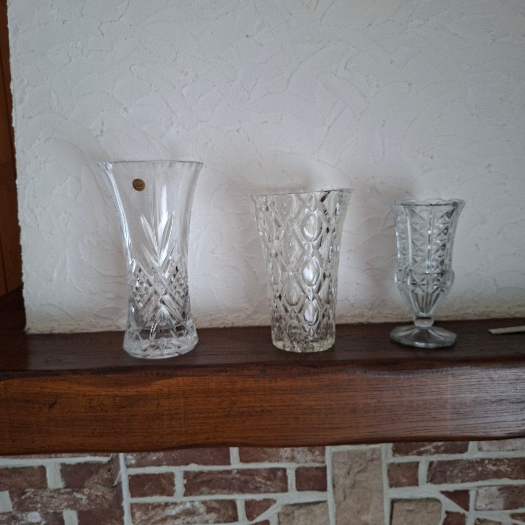3 vazen, Huis en Inrichting, Ophalen, Zo goed als nieuw, Transparant, Glas