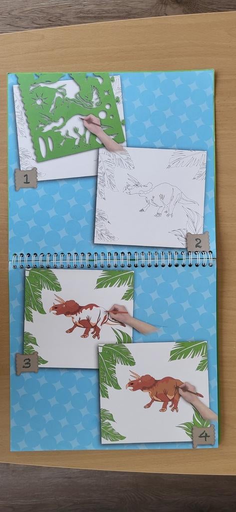 Cahier à pochoirs en forme de dinosaure, Creando, Enlèvement, Utilisé, Bricolage