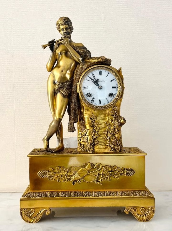 Gouden klok Empire stijl, Antiek en Kunst, Ophalen