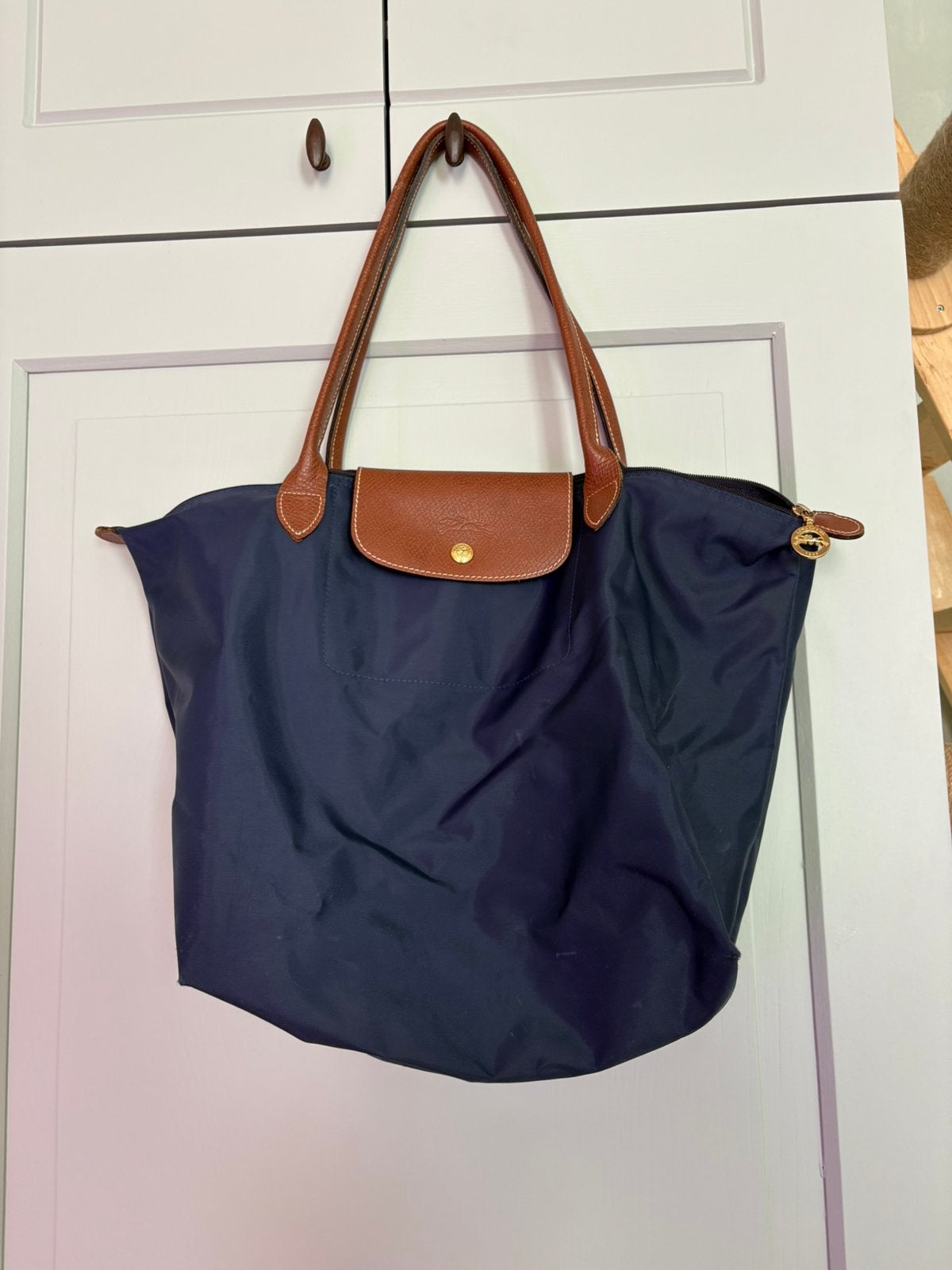 Longchamp Le Pliage – Grote Shopper, Navy, Ophalen, Zo goed als nieuw, Shopper