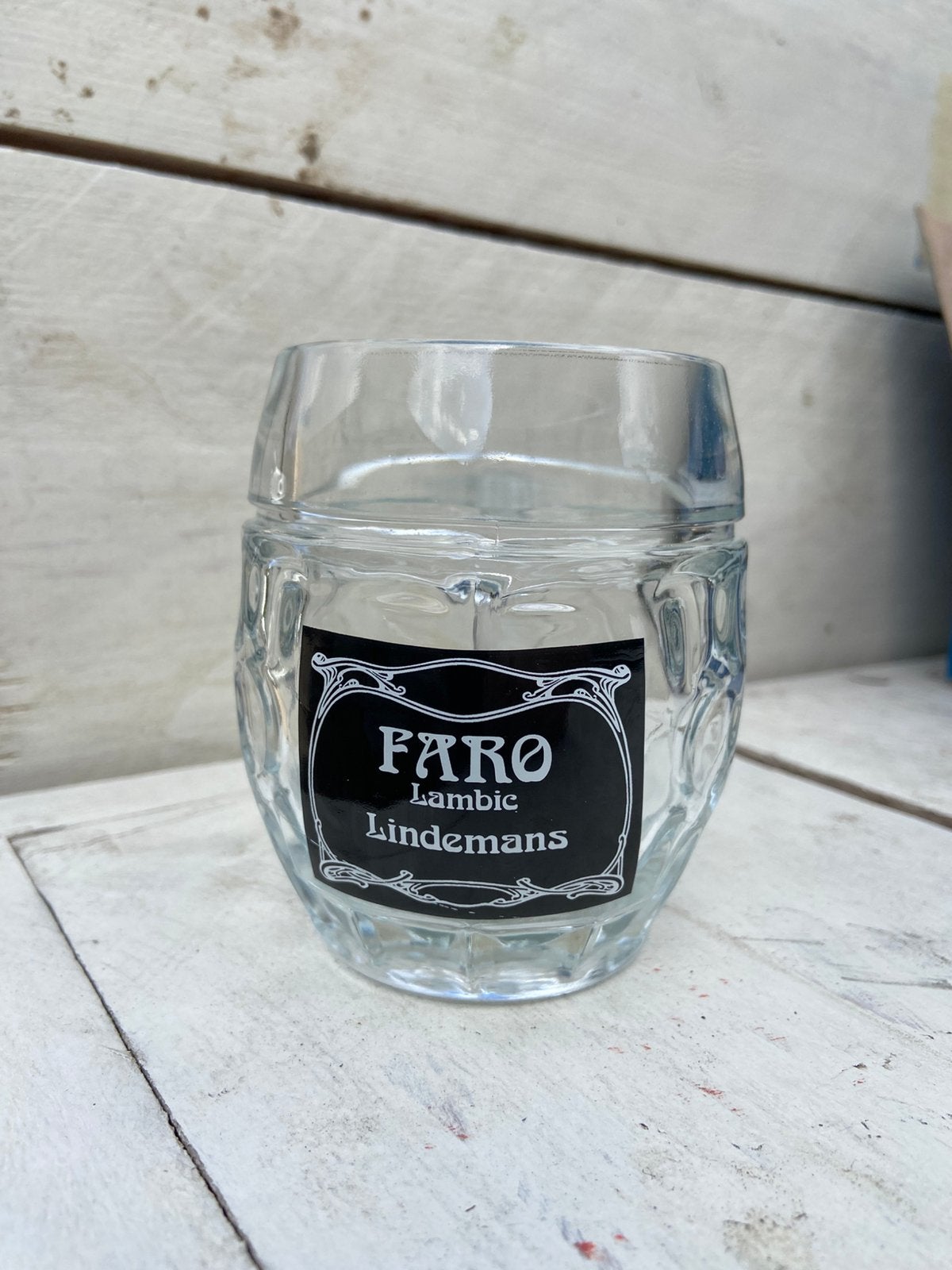 Lindemans Faro - bierglas met oor - 96 stuks, Ophalen, Zo goed als nieuw, Bierglas
