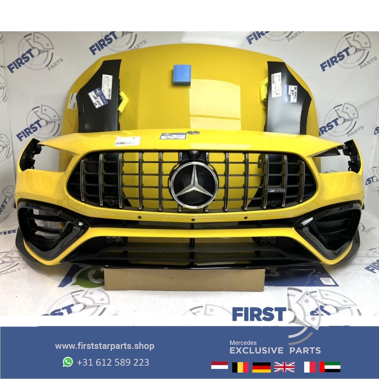 W118 CLA45 CLA45S AMG VOORKOP GEEL 2019-2024 origineel Merce, Auto-onderdelen, Gebruikt, -, Voor, Ophalen of Verzenden