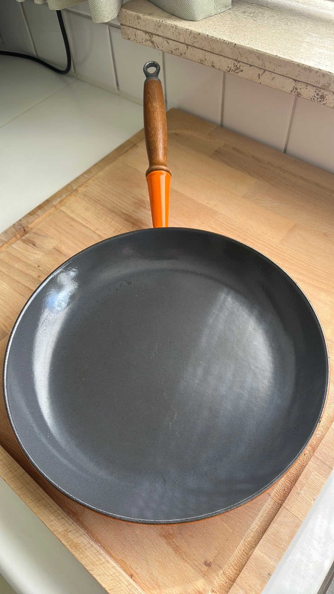 Pan creuset, Huis en Inrichting, Keuken | Potten en Pannen, Ophalen, Zo goed als nieuw, Gietijzer, Koekenpan of Braadpan