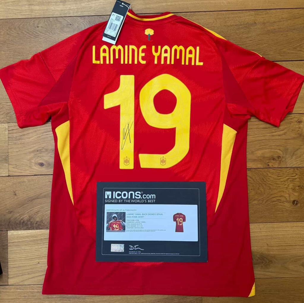 Gesigneerd shirt lamine yamal, Enlèvement ou Envoi, Comme neuf, Maillot