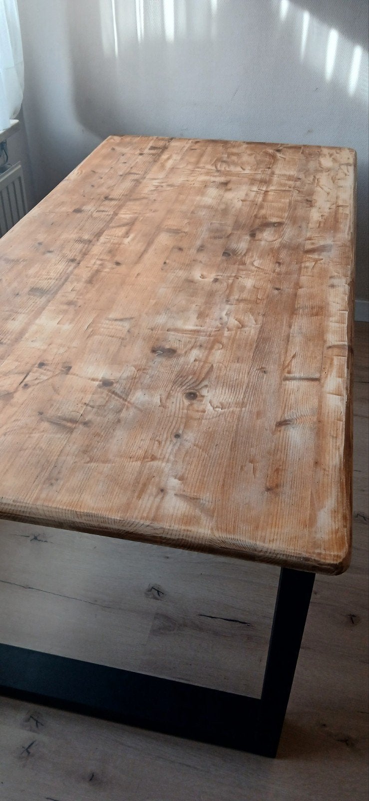 Table à manger industrielle en bois 90 x 180, Maison & Meubles, Enlèvement