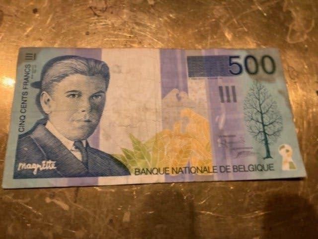 BANKBRIEFJE BILJET 500 BELGISCHE FRANK RENE MAGRITTE, Ophalen of Verzenden, Los biljet