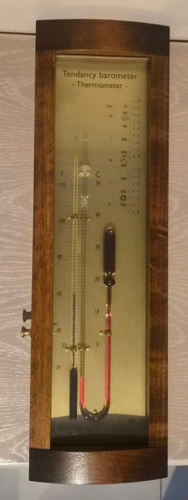 Baromètre et Thermomètre mural en bois et verre H,47cm, Antiek en Kunst, Ophalen