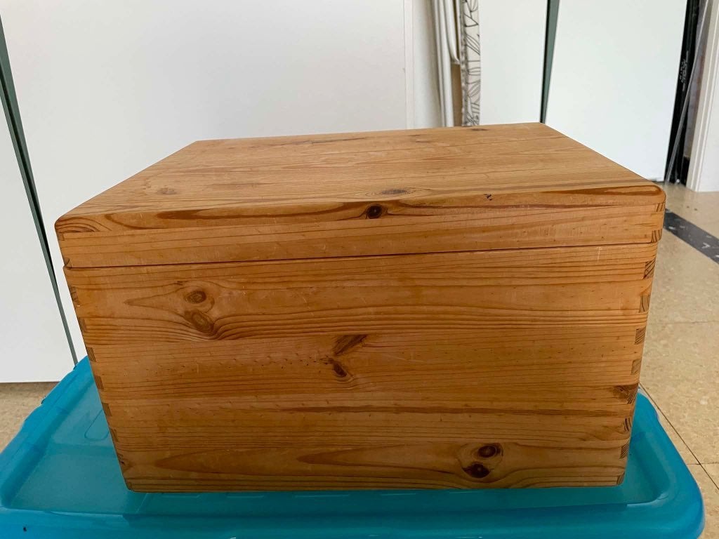 houten kist met deksel, Ophalen, Zo goed als nieuw