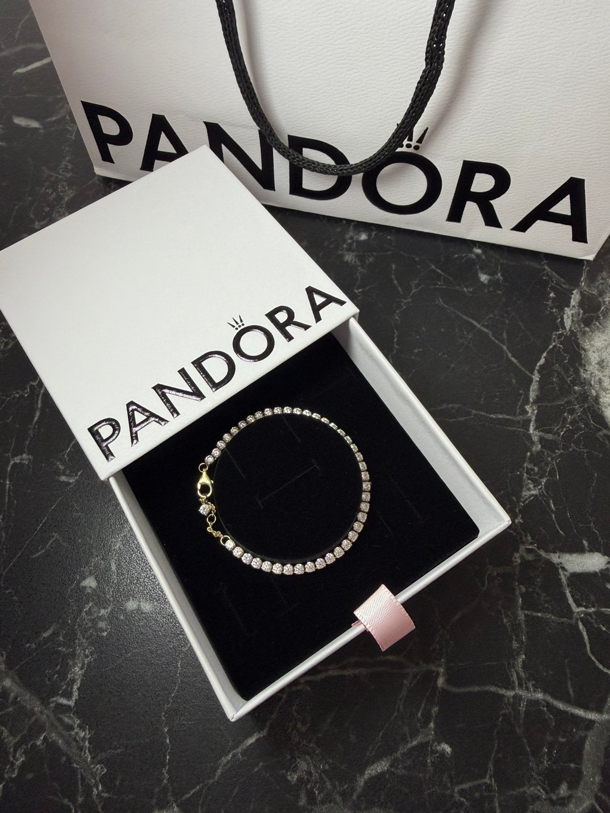 Originele Pandora tennisarmband, Ophalen, Zo goed als nieuw, Zilver, Pandora