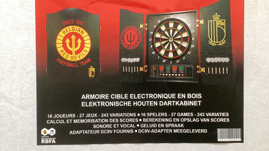 Elektronische Dartboard – Belgian Red Devils (Hout), Sport en Fitness, Darts, Nieuw, Dartbord, Elektronisch, Ophalen