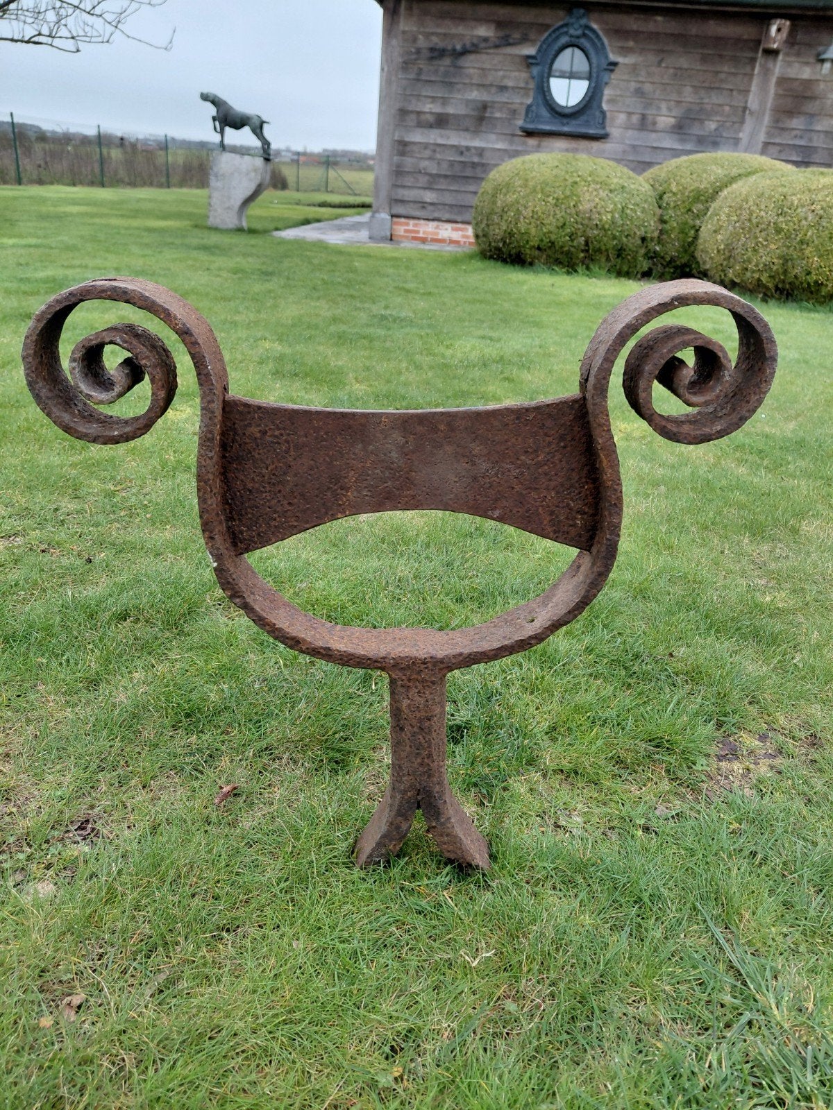 Antieke grote smeedijzeren voetschraper, Tuin en Terras, Ophalen, Gebruikt, Buiten
