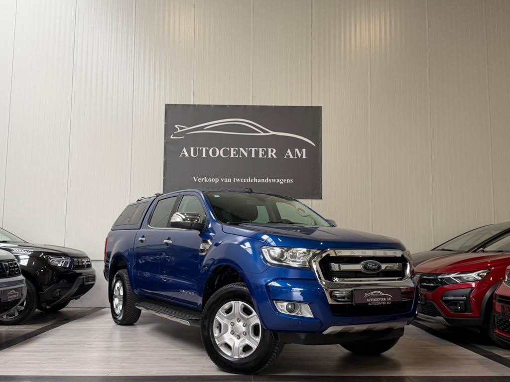 Ford Ranger 3.2 TDCi Limited 4X4 55.000 KM** CarPlay ** Cam, Auto's, Voorwielaandrijving, Blauw, Leder, Bedrijf