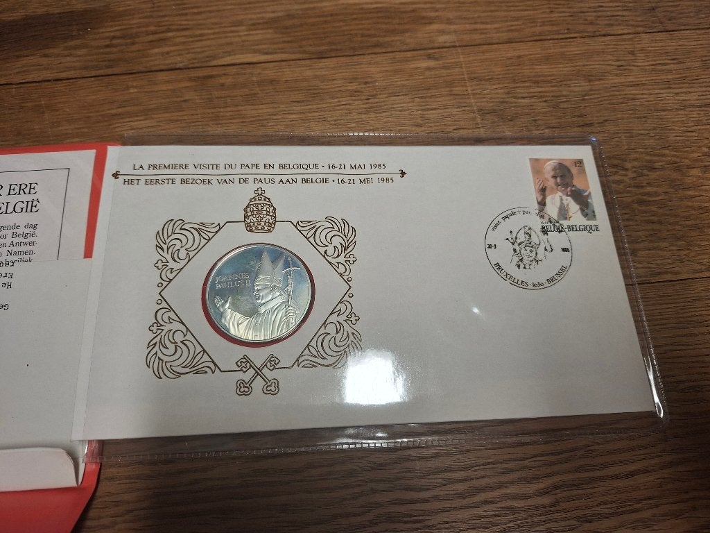 België 85 – Eerste pausbezoek J.P II – Zilveren Proof munt, Ophalen, Zilver, Losse munt, Zilver