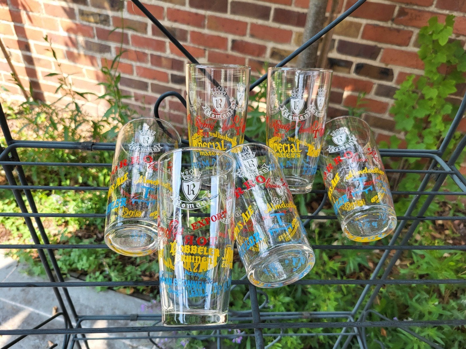 Set van 6 vintage limonadeglazen – Brouwerij Roman, Verzamelen, Ophalen