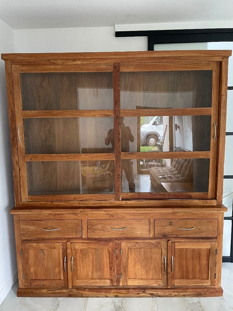 Teak vitrinekast, Ophalen of Verzenden, Zo goed als nieuw, Teakhout