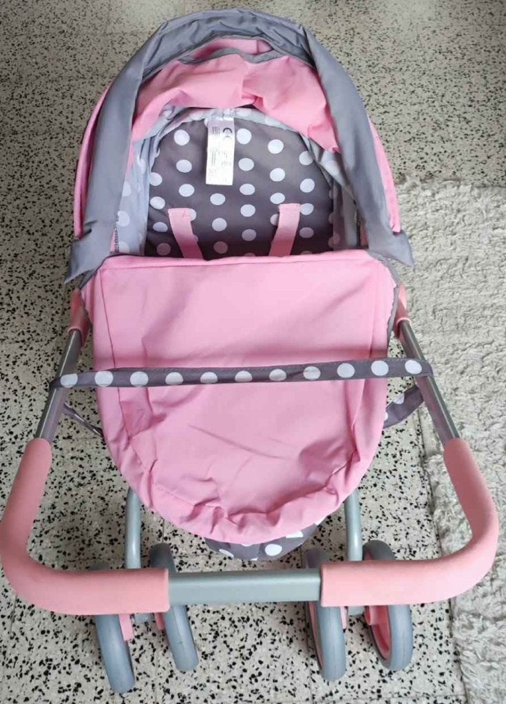 Poppenwagen roze/wit/grijs, Ophalen of Verzenden, Gebruikt