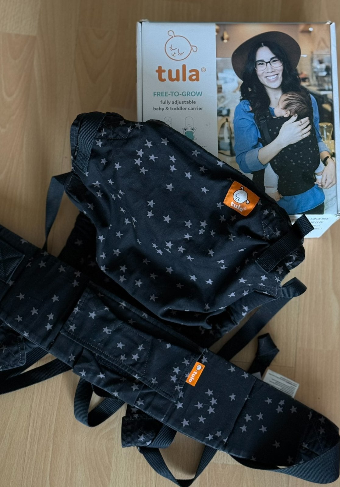 Tula draagzak met zwarte sterrenprint., Kinderen en Baby's, Babydragers en Draagdoeken, Ophalen, Zo goed als nieuw, Draagzak