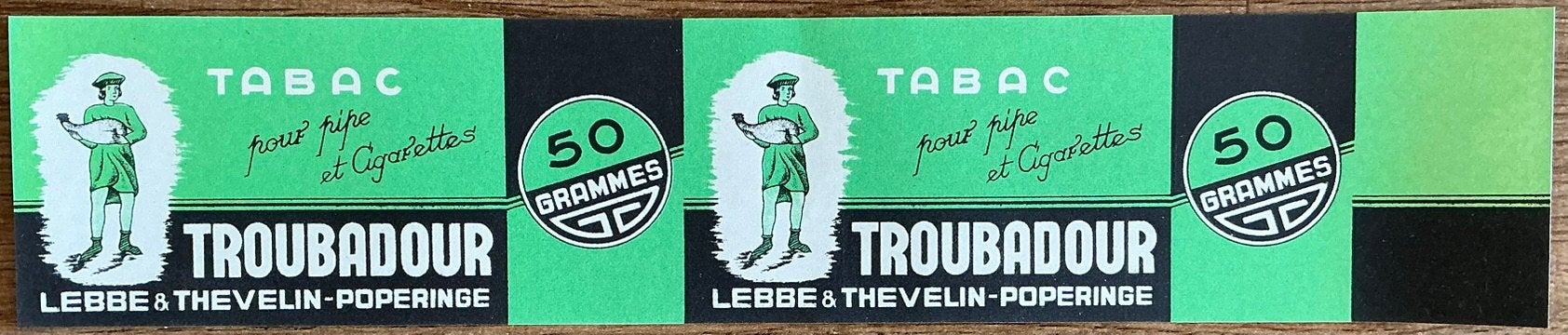 Oude TABAC TROUBADOUR/LEBBE & THEVELIN/50 gr/tabakswikkel, Ophalen of Verzenden, Zo goed als nieuw, Verpakking