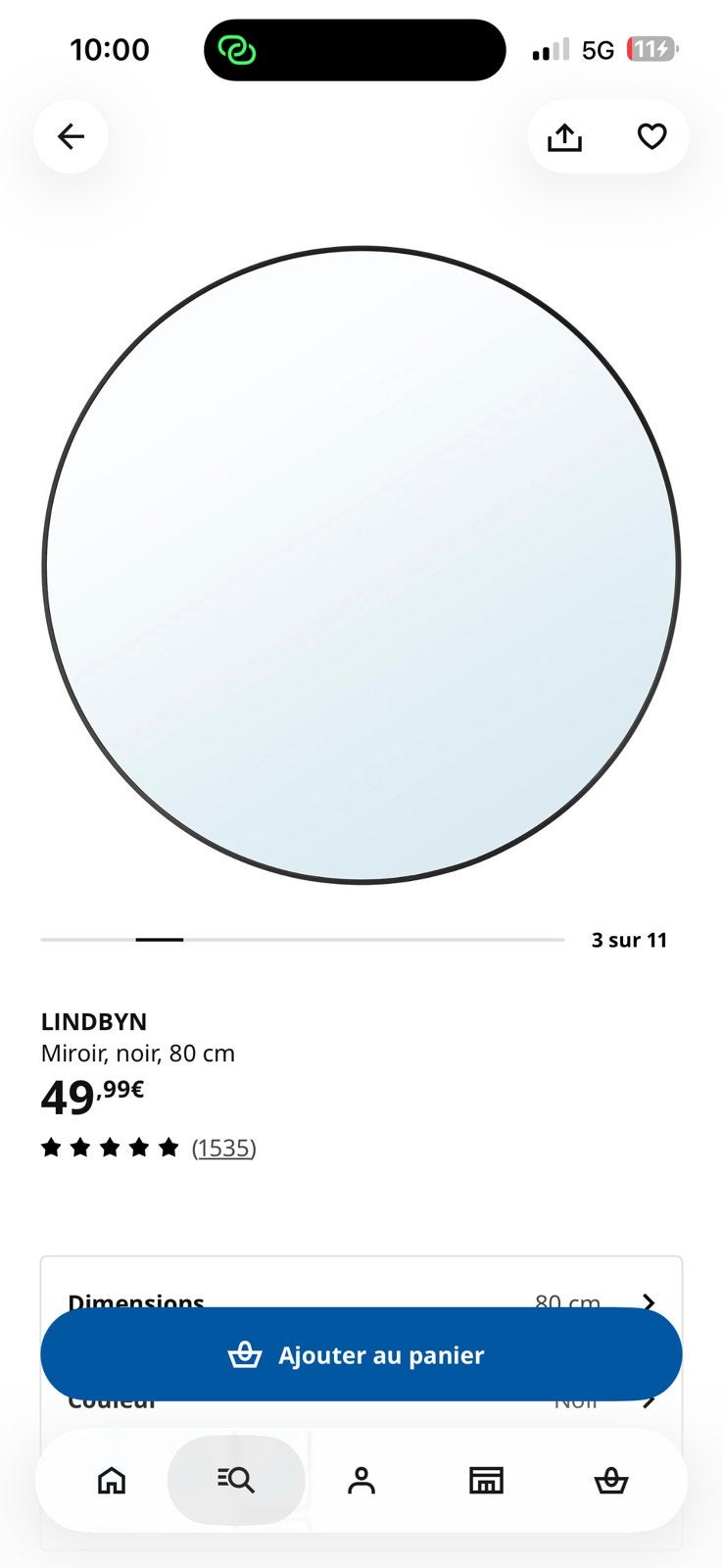Mirroir ikea Lindbyn, Maison & Meubles, Enlèvement, Comme neuf