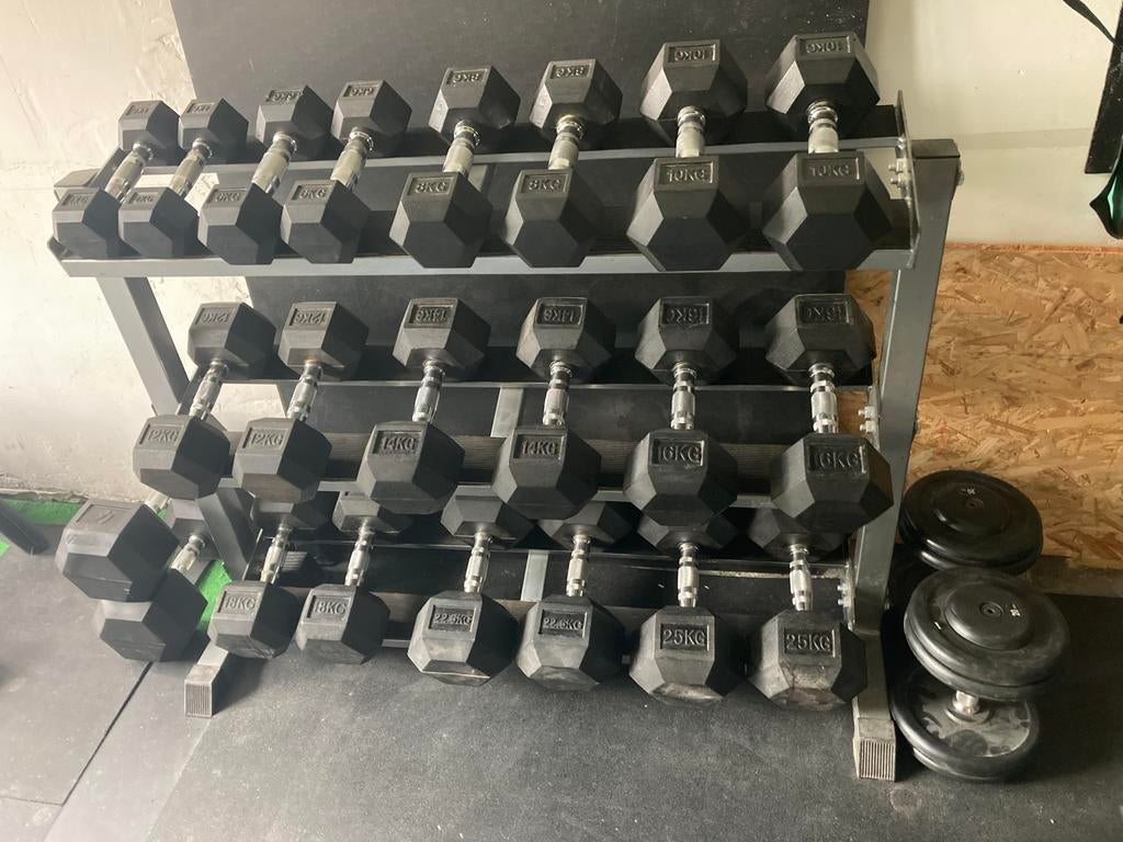 Hex dumbells 4-30 kg, Ophalen, Zo goed als nieuw