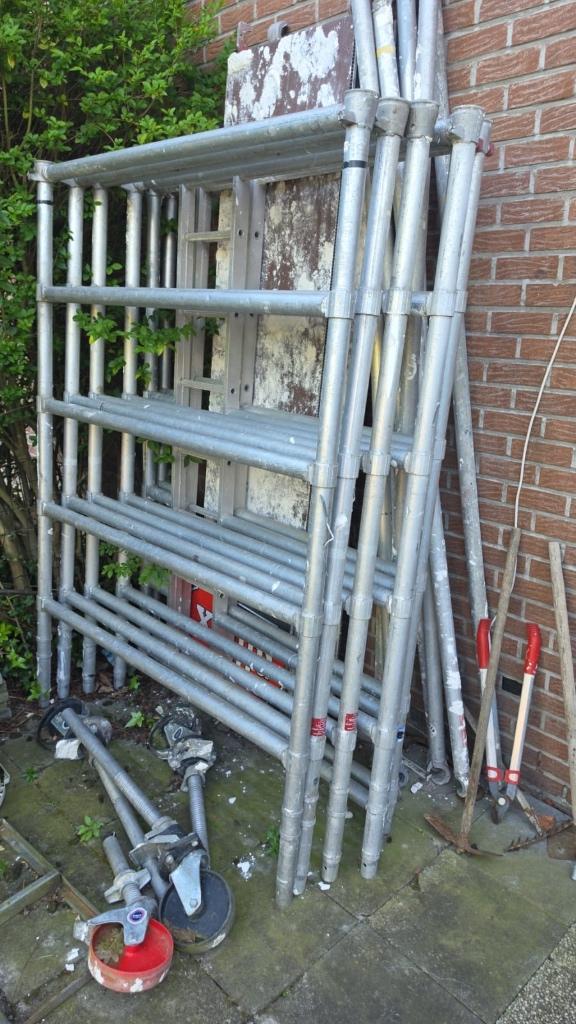 Aluminium rolstelling, Doe-het-zelf en Bouw, Steigers, Gebruikt, Rolsteiger of Kamersteiger, 5 meter of hoger, Ophalen