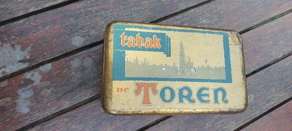 Blikken doos Tabak De Toren Verellen, Verzenden, Gebruikt, Overige, Overige merken