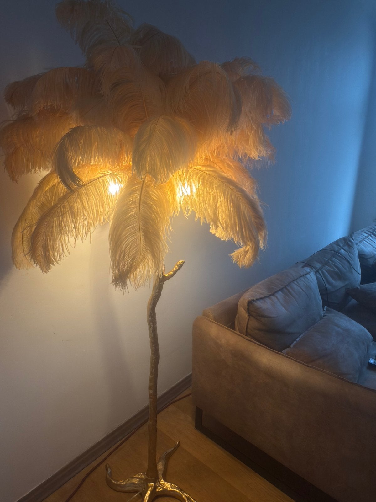 Stijlvolle strijsvogel pluimen vloerlamp, Ophalen, Zo goed als nieuw