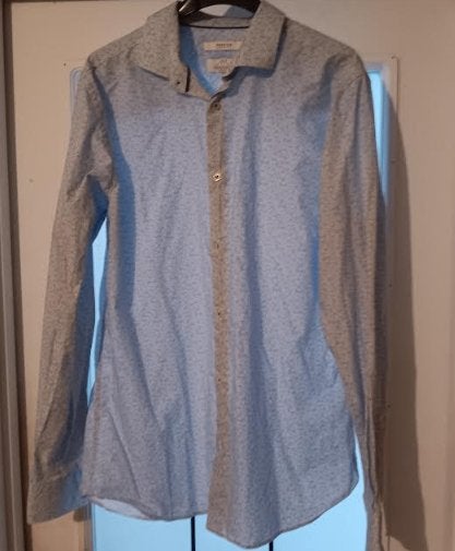 Chemise blanc & bleu L, Vêtements | Hommes, Chemises, Enlèvement ou Envoi, Porté, Bleu, Tour de cou 41/42 (L)