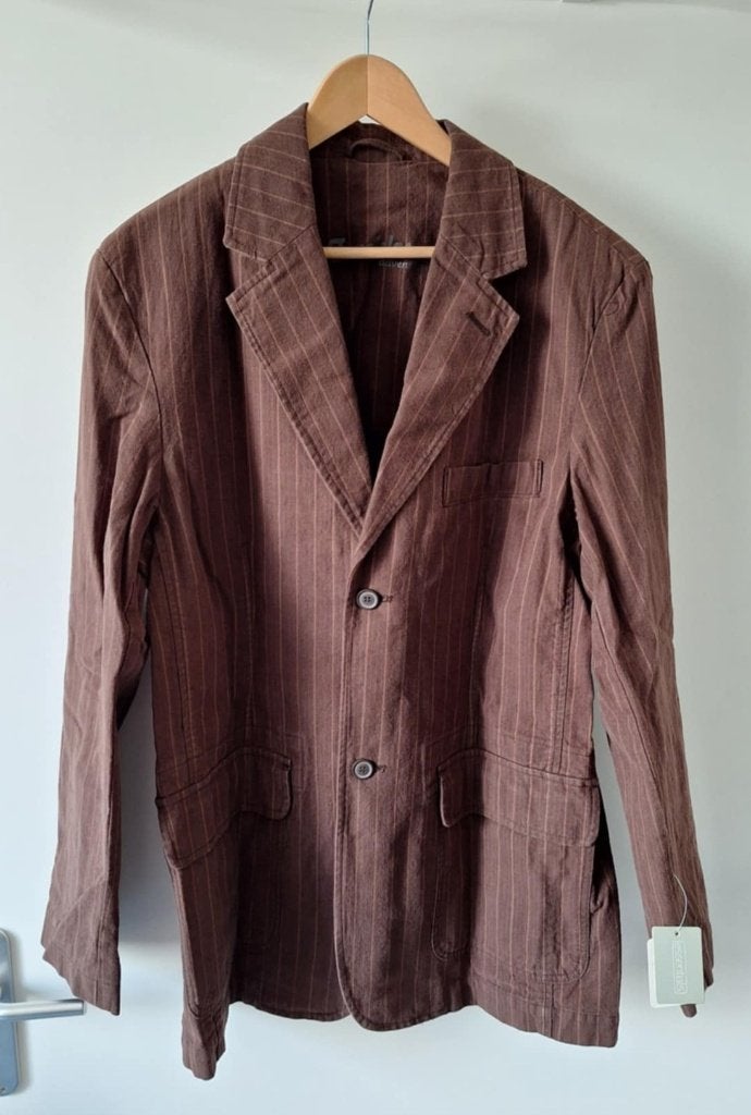 Nieuwe bruin gestreepte colbert van Essentials (maat: XL)., Bruin, Ophalen of Verzenden, Essentials fear of god, Maat 56/58 (XL)