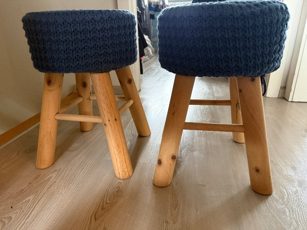 Krukjes met stof bekleed, Huis en Inrichting, Ophalen, Minder dan 45 cm, Rond, Zo goed als nieuw
