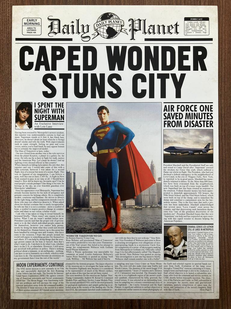 Lithographie de Superman Daily Planet, Enlèvement ou Envoi, Comme neuf, Film, Affiche