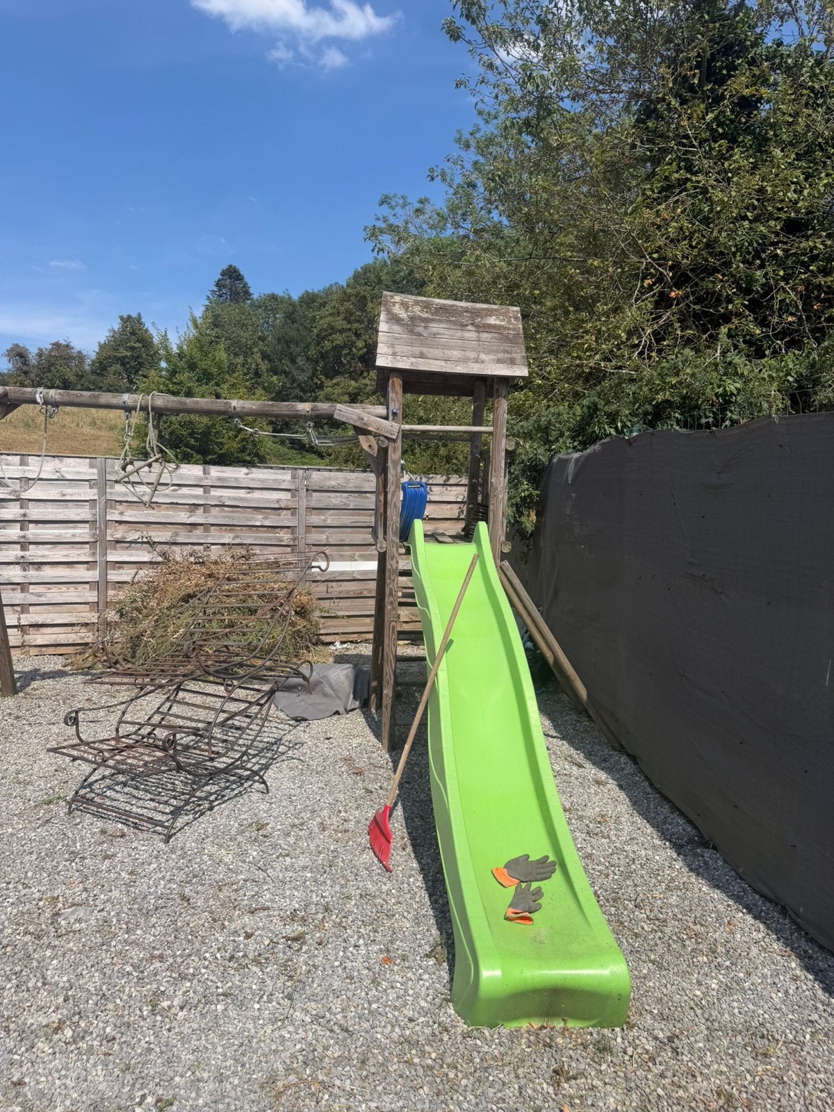 Balançoire avec toboggan, Ophalen of Verzenden, Gebruikt, Hout