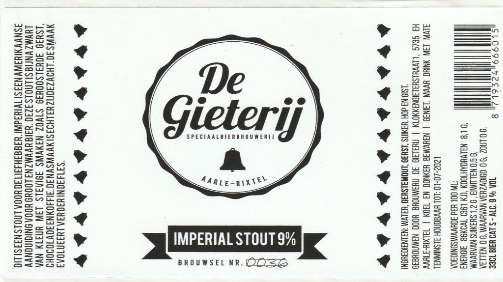 bieretiket Nederland De Gieterij : Imperial stout, Verzamelen, Biermerken, Verzenden, Nieuw, Overige typen, Overige merken