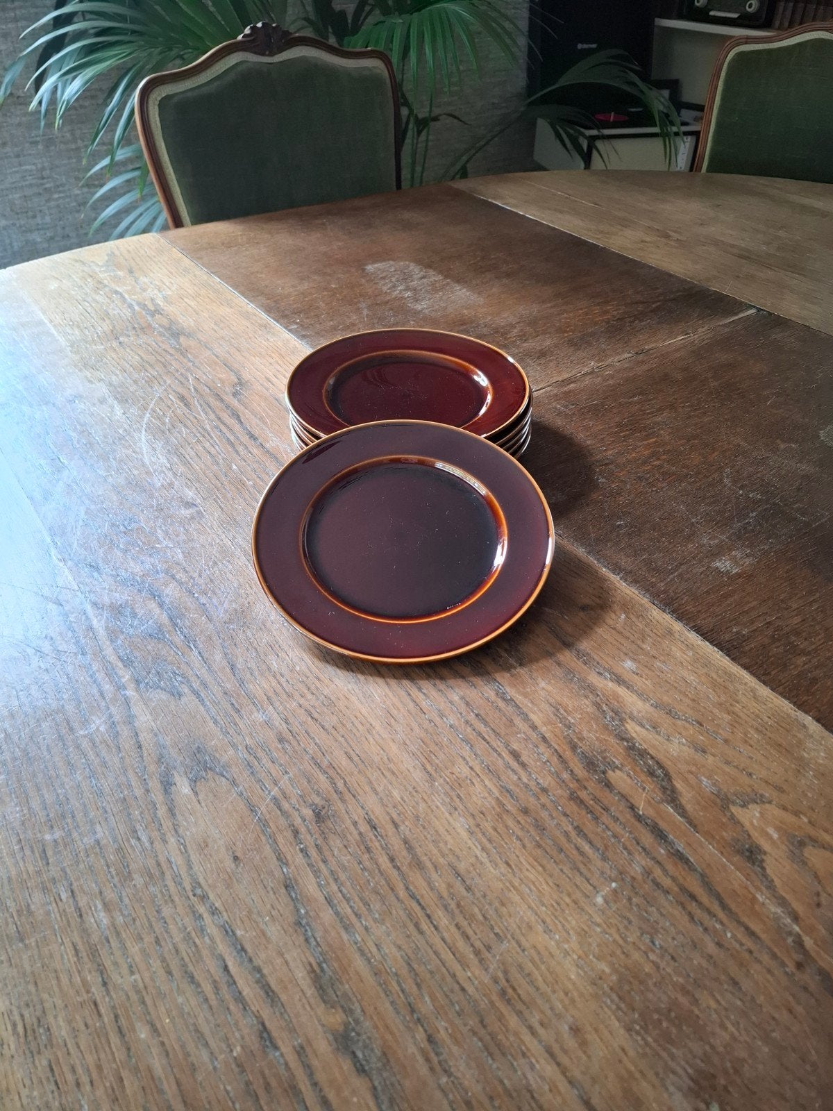 Vintage bruine borden Villeroy & Boch - set van 6, Antiek en Kunst, Ophalen of Verzenden