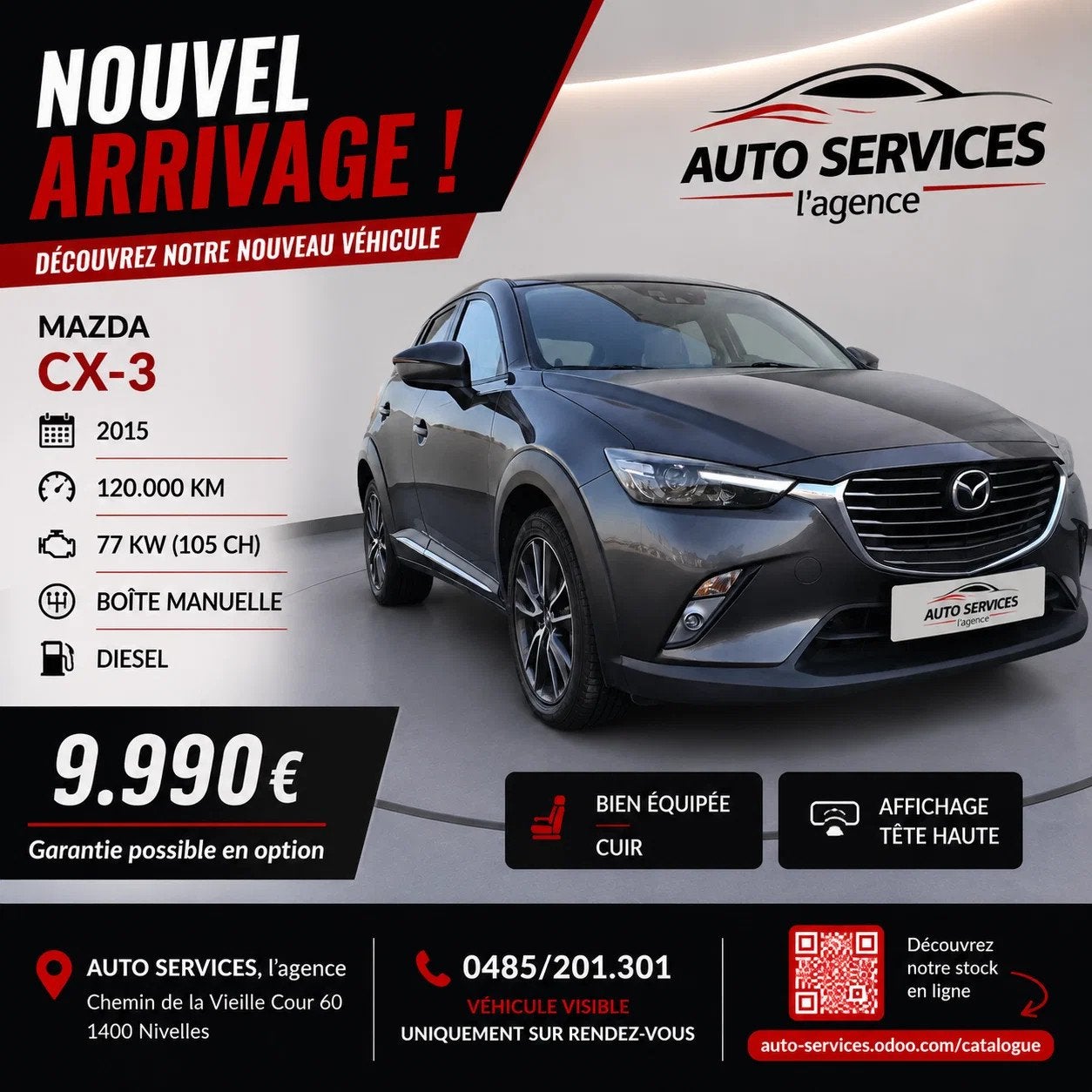 Mazda CX-3 1.5 SKYACTIV-D 2WD Play Edition (bj 2015), Auto's, 105 pk, Gebruikt, 4 cilinders, Leder