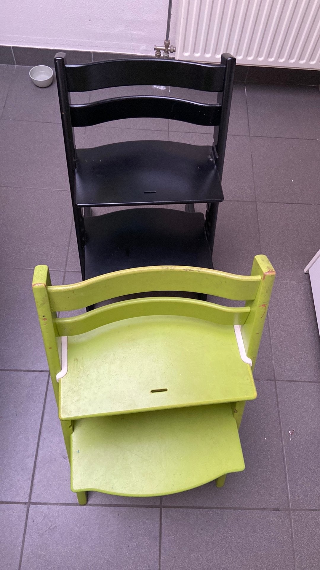 Tripp Trapp Stocke 2x (zwart €70/lime groen € 55), Kinderen en Baby's, Ophalen, Gebruikt, Meegroeistoel, Aanschuifbaar