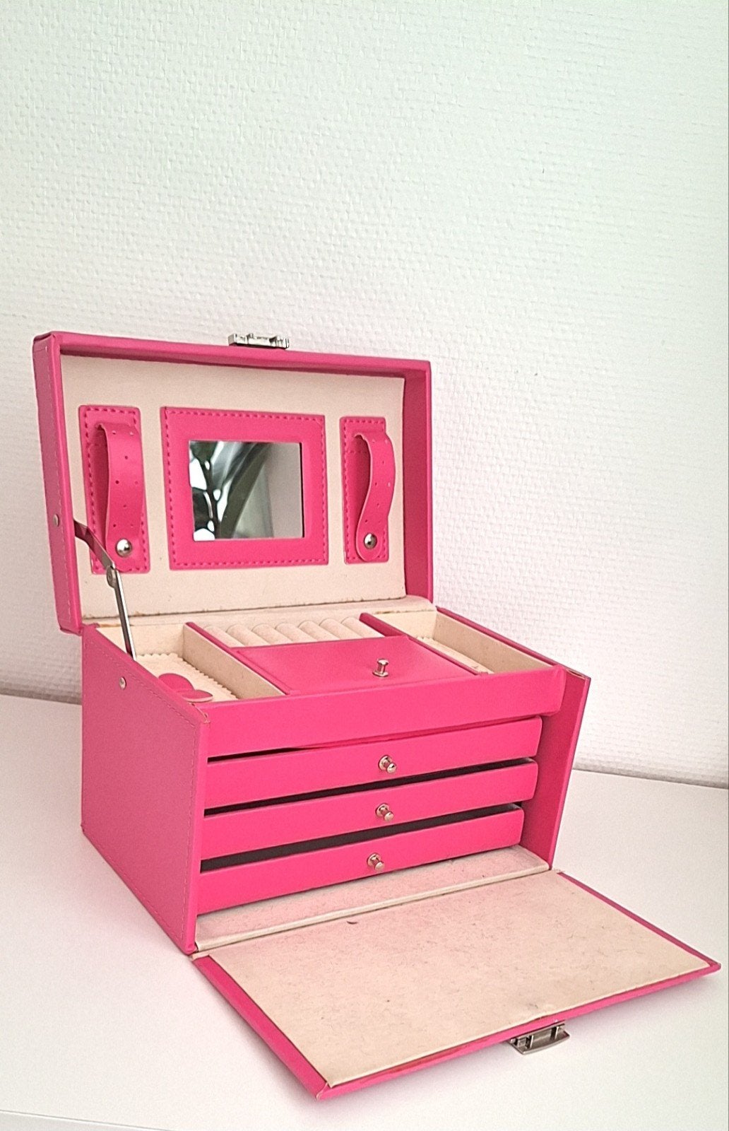 boîte à bijoux rose avec miroir, Enlèvement ou Envoi, Rose