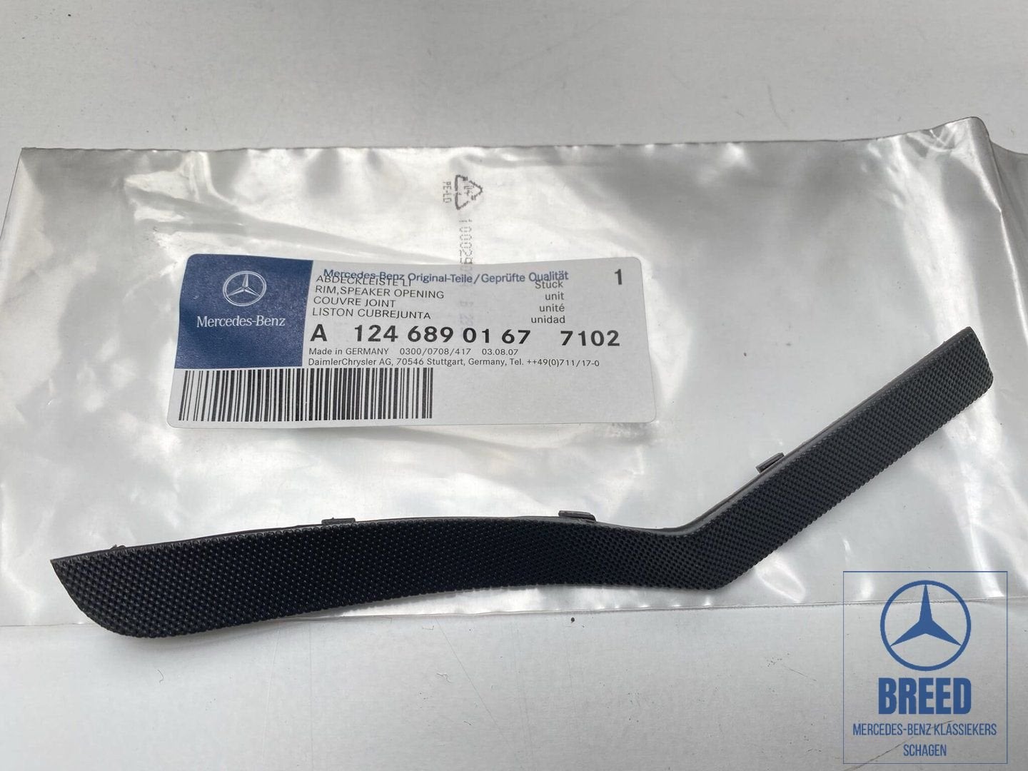 NOS lijstje luidsprekerafdekking grijs links Mercedes W124, Auto-onderdelen, -, Nieuw, Ophalen of Verzenden, -