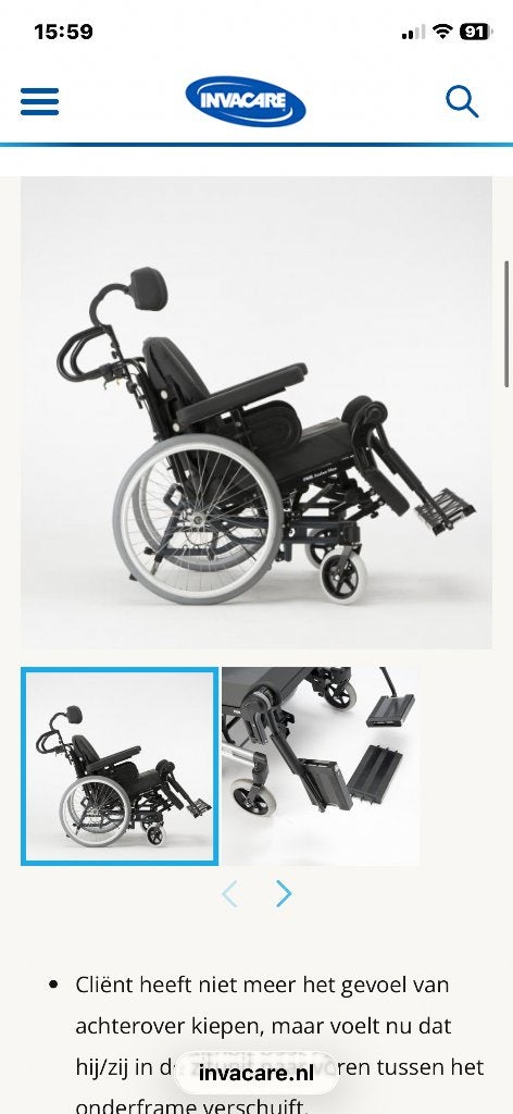 Kantel rolstoel Invacare  Rea Azalea Max, Diversen, Rolstoelen, Ophalen, Zo goed als nieuw