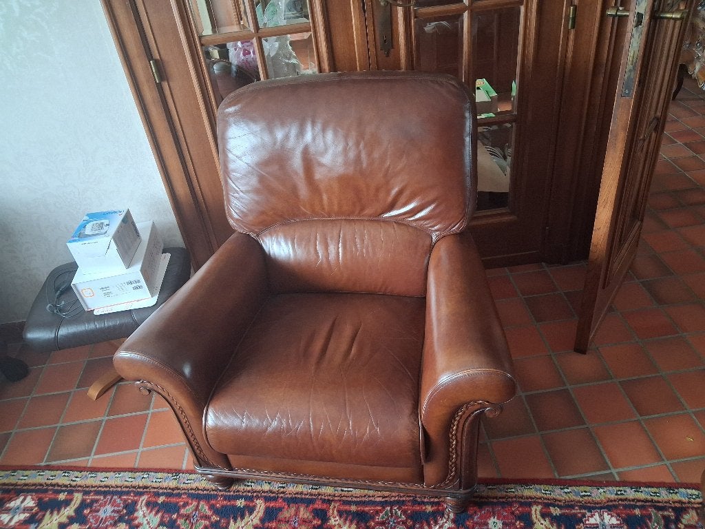lederen salon (3+1+1-, Ophalen, Gebruikt, Leer, Klassiek