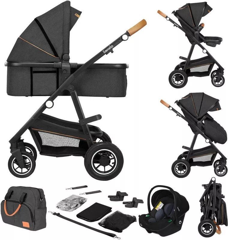 Lionelo Amber 3-in-1 kinderwagen – bijna nieuw – complet set, Luchtbanden, Ophalen of Verzenden, Zo goed als nieuw, Kinderwagen