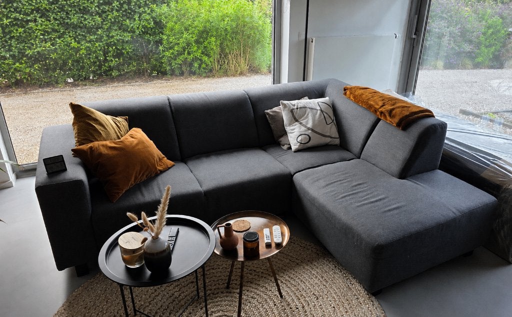 Hoekbank / chaise longue donkergrijs van Leen Bakker, Trois personnes, Moins de 75 cm, 200 à 250 cm, Enlèvement