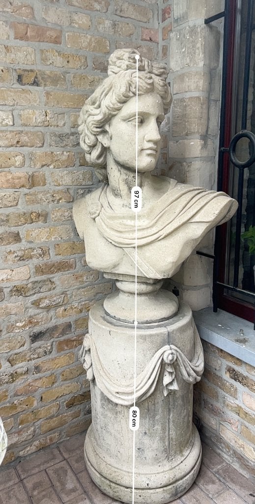 Exclusief klassiek borstbeeld op sierzuil, Ophalen, Gebruikt, Beton, Mensenbeeld