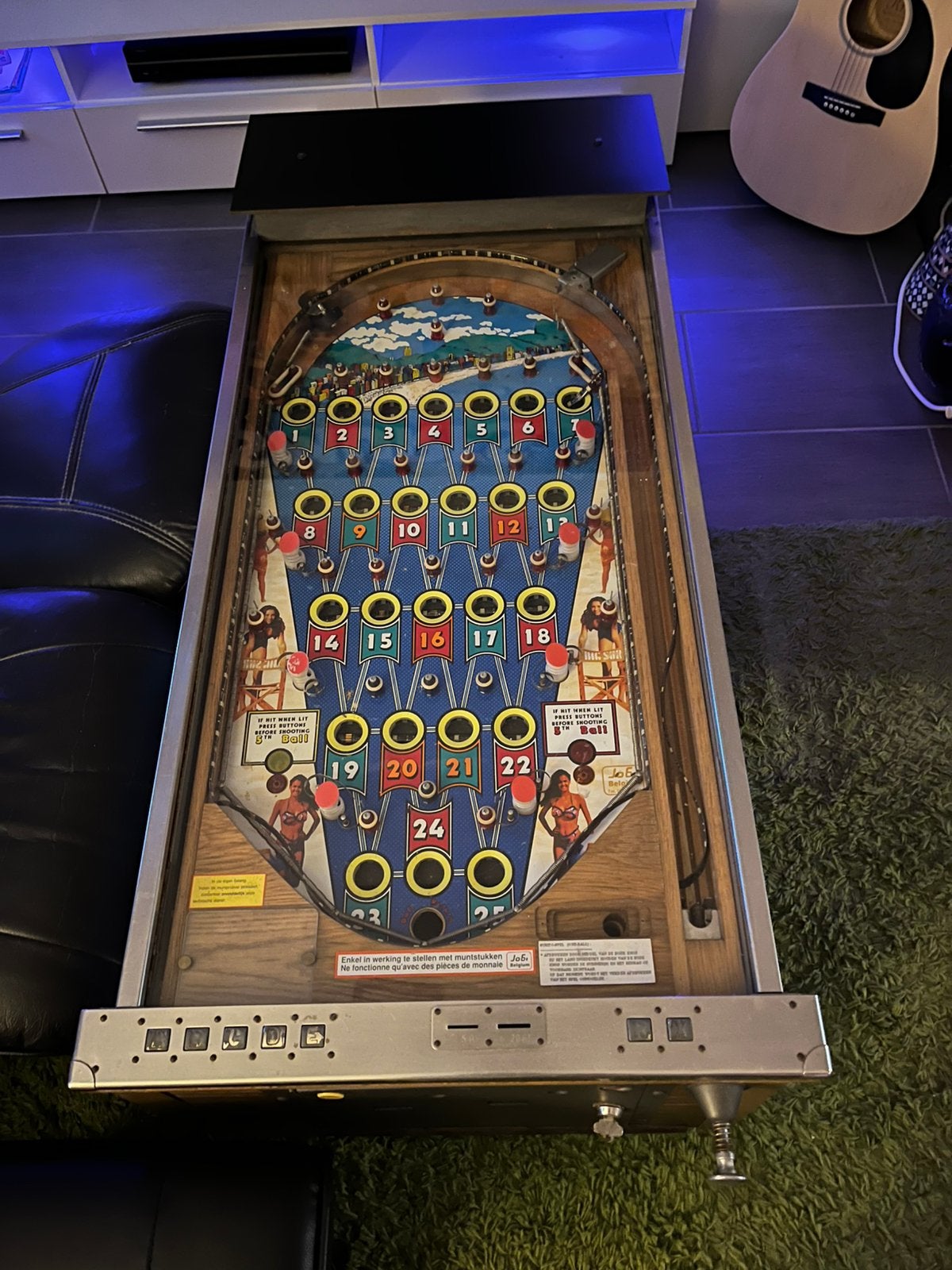 Retro Bingo gokkast salontafel ledverlichting, Verzamelen, Ophalen, Zo goed als nieuw