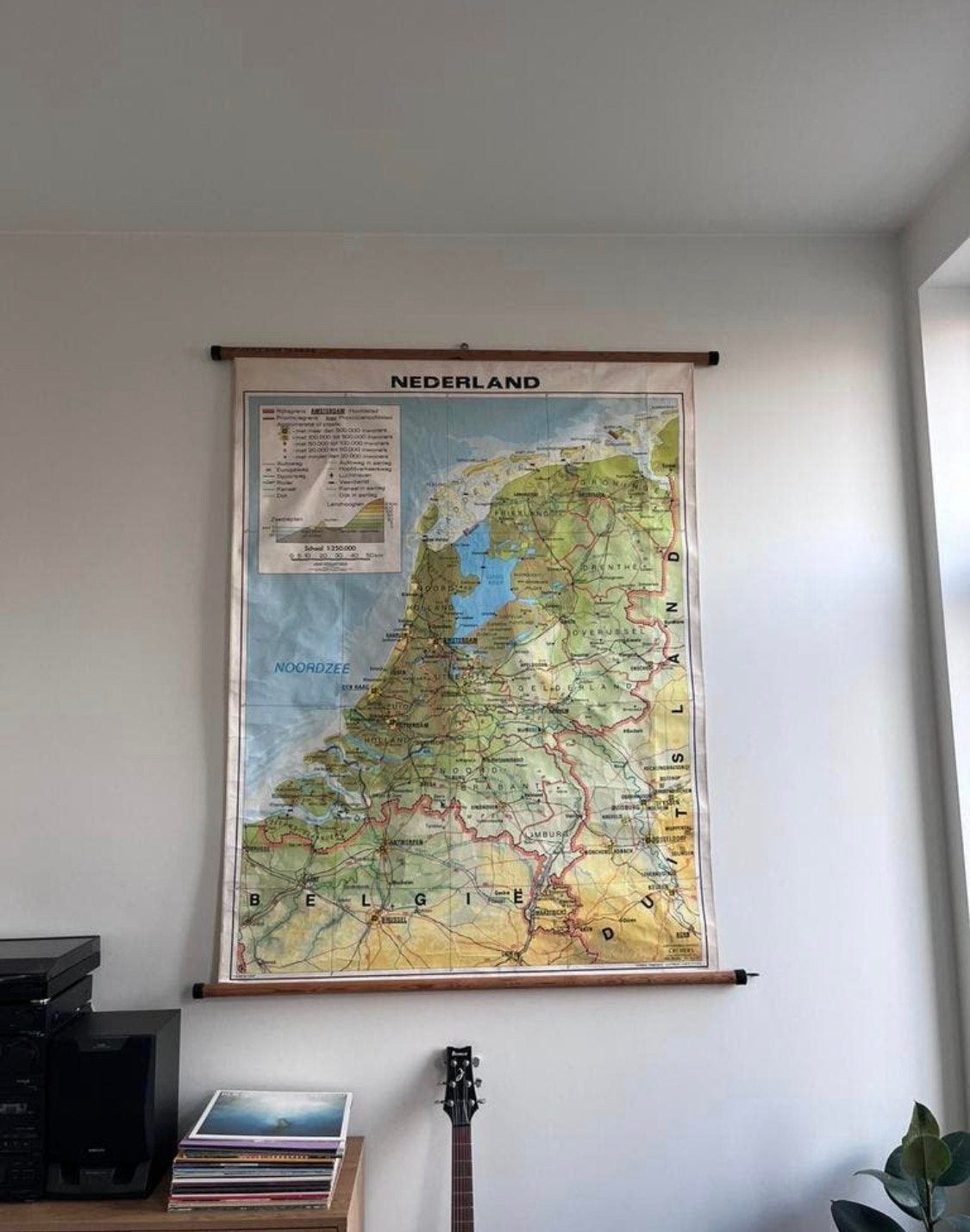 Grote kaart Nederland Cremers – retro schoolkaart 160x135cm, Antiek en Kunst, Ophalen, Aardrijkskunde